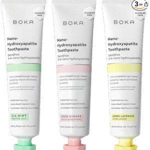 Boka Fluoride Free Toothpaste, Nano Hydroxyapatite Toothpaste, Appropriate for Sensitive Teeth - for Adult, Kids Oral Care - Ela Mint, Coco Ginger, Lemon Lavender Flavor, 4 Fl Oz 3Pk US Manufactured