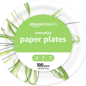 Amazon Basics Everyday Paper Plates, 8.62 Inch, Disposable, 100 Count