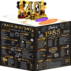 40th Birthday Card for Men Women, 3D Pop Up 40th Birthday Gifts Cards for Him Her, Back In 1985 Funny 40 Year Old Birthday Decorations