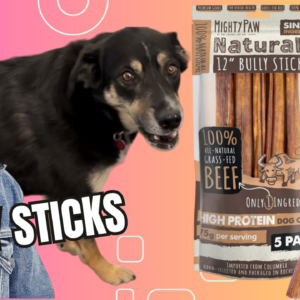 Mighty Paw Long Lasting 12" Bully Sticks for Dogs - All Natural Grass Fed Beef Chews. Lower Odor Dog Bully Sticks for Large Dogs, Medium and Small Breeds. Single Ingredient Treats