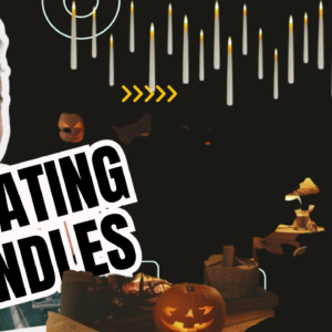 Flameless Floating Candles with Wand，20 Pcs Magic LED Hanging Taper Candles，Flickering Battery Operated Taper Candle with Wand Remote for Halloween Decorations Best Gift（White）