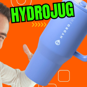 HydroJug Traveler - 40 oz Water Bottle with Handle & Flip Straw - Fits in Cup Holder, Leak Resistant Tumbler-Reusable Insulated Stainless Steel & Rubber Base