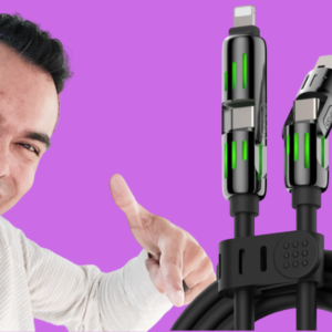 MFish 240W 4-in-1 Charging Cable with Carrying Case, 10FT Fast Charger USB-A & USB-C to USB-C/Lightning, for iPhone 17/16/15/14, MacBook, iPad, Samsung S25/S24 (Black)