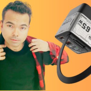 MFish 65W GaN Fast Charger with Built‑in 2.6ft Retractable USB‑C Cable, USB‑C & USB‑A Wall Charger for iPhone, iPad, MacBook, Samsung Galaxy & More (Space Silver)