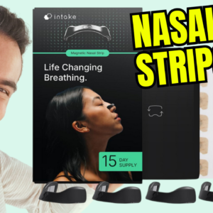 Intake Breathing Magnetic Nasal Strips Starter Kit (15 Count, Black) - Boost Oxygen Intake, Reduce Snoring, Improve Sleep Quality - Sweat Resistant, Nasal Strips - Extra Strength Snoring Solution