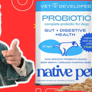 Native Pet Probiotics for Dogs – Dog Probiotic Powder for Gut & Digestive Health, Vet-Formulated 6B CFUs Dog-Specific Probiotic Strains, Supports Stool Quality & Diet Transitions – 60 Scoops