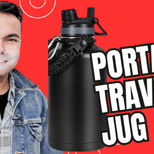 Insulated Water Bottle 64 oz, Leak Proof, Flask Jug with Paracord Handle & Straw Spout Lids