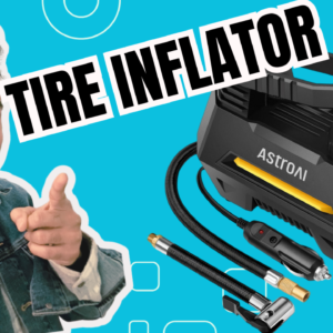 AstroAI Tire Inflator Portable Air Compressor Air Pump for Car Tires-Car Accessories, 9.8Ft Cord-12V DC-Powered Auto Pump with Digital Pressure Gauge