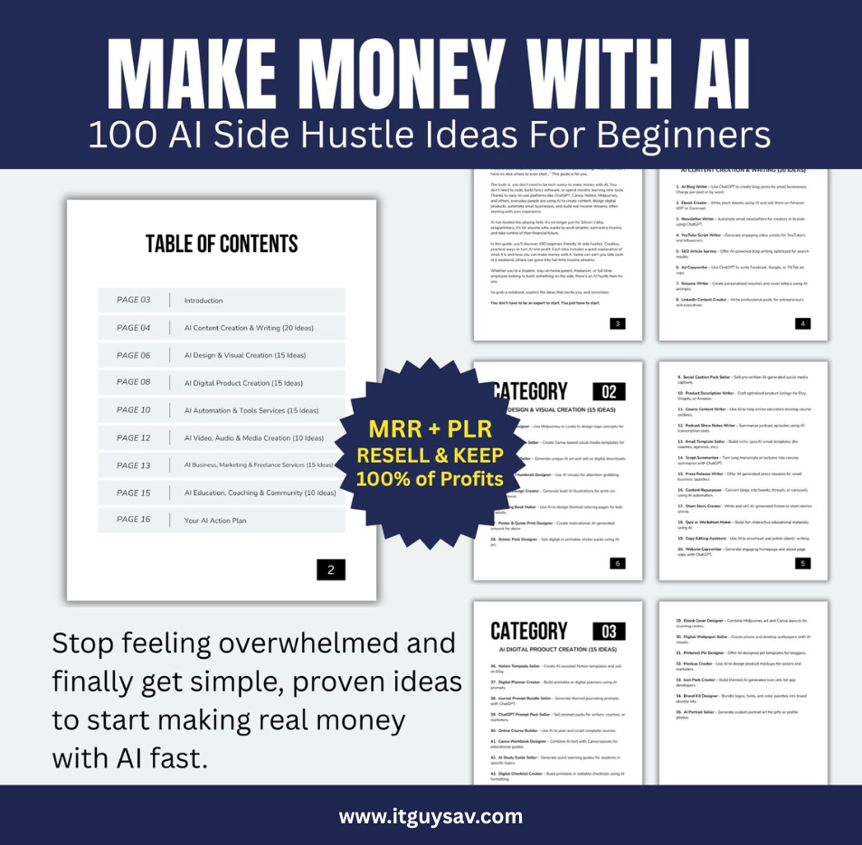 Make Money with AI - 100 Side hustle Ideas for Beginners