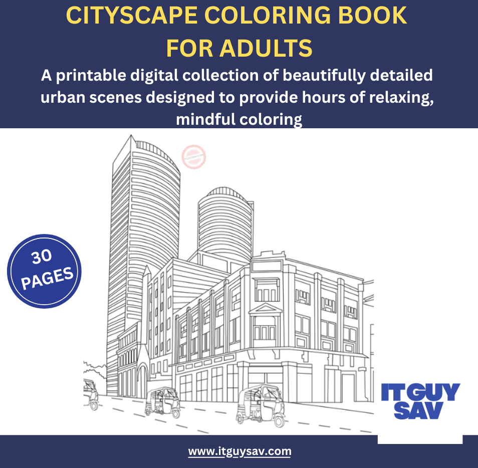 Cityscape Coloring Book For Adults